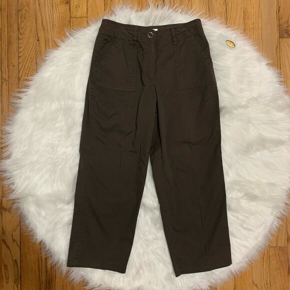 Talbots brown loose fit utility cropped pants - Picture 2 of 7